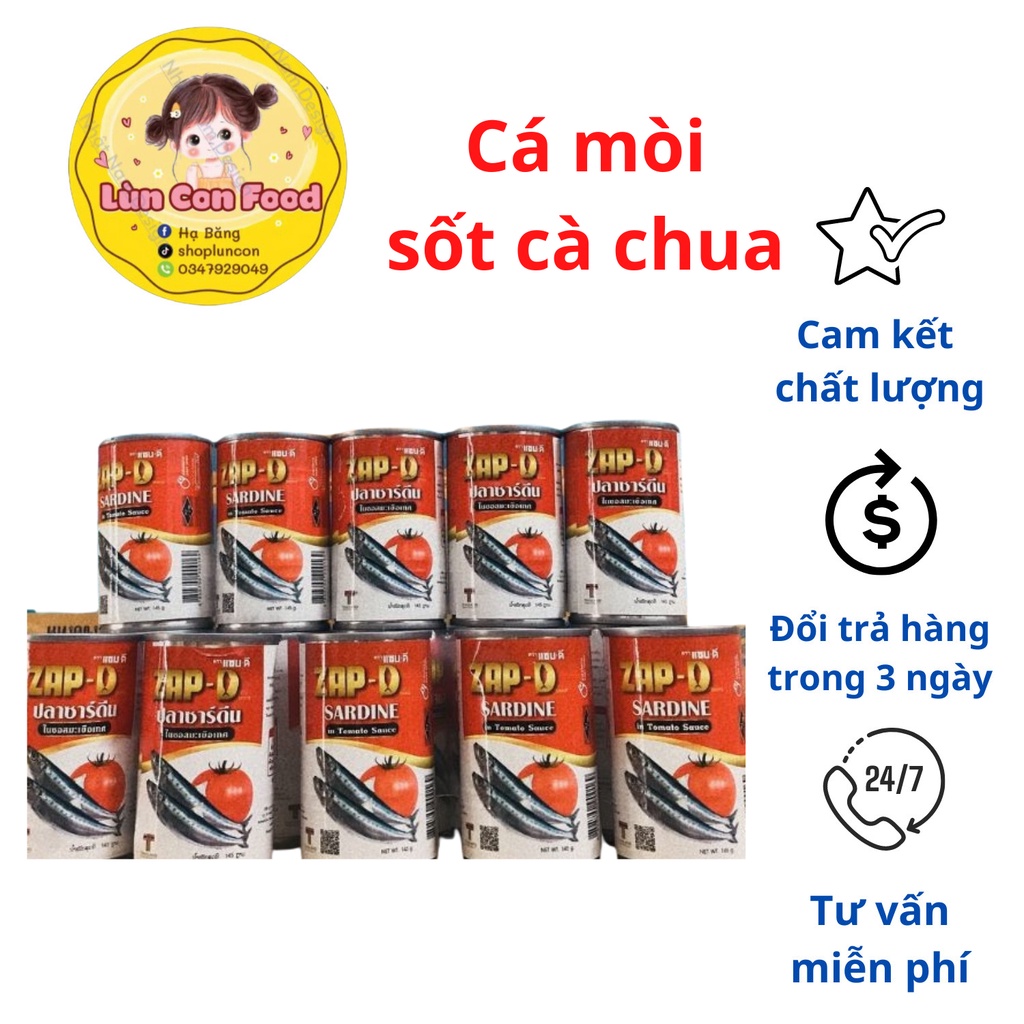 CÁ MÒI SỐT CÀ CHUA HIỆU ZAP-D SARDINE THÁI LAN - CÁ HỘP THÁI LAN - Lùn Con Food