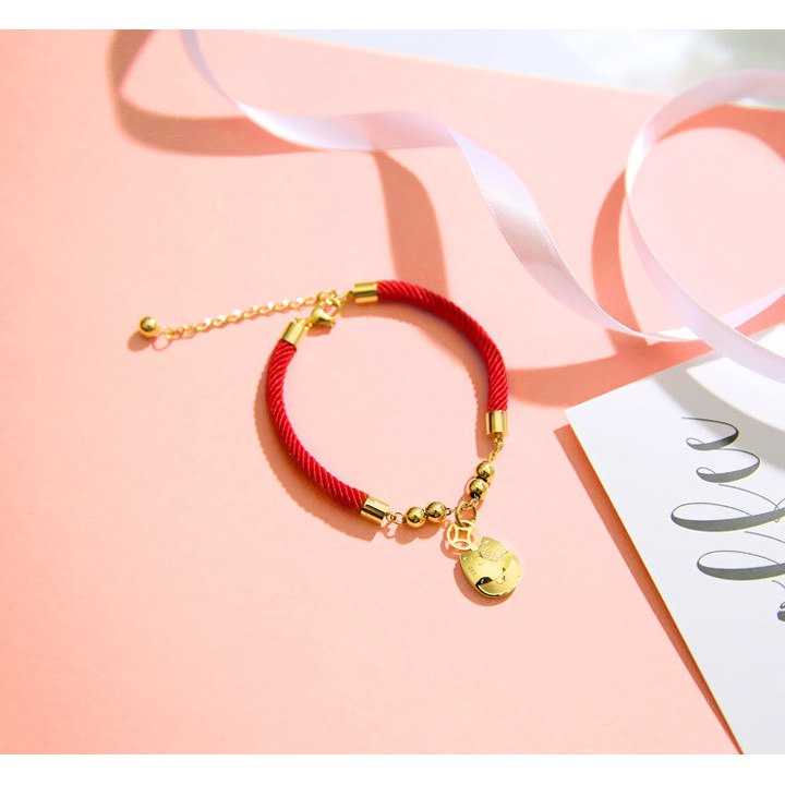 LẮC TAY CHỈ ĐỎ MÈO THẦN TÀI MAY MẮN MẠ VÀNG TA134