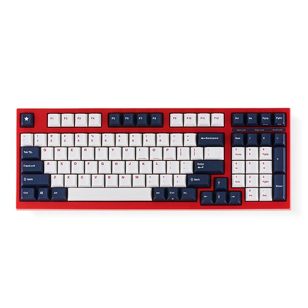 [Hanoinew.vn] Bàn phím cơ Leopold FC980M PD White Navy Red Font Blue Star (Red Case) - Bảo hành 24 t
