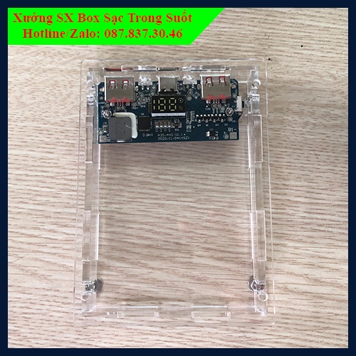 Vỏ Sạc Dự Phòng Không Kèm Mạch 4-16Cell Pin 18650 Trong Suốt Dành Cho Mạch Sạc Nhanh 22.5W