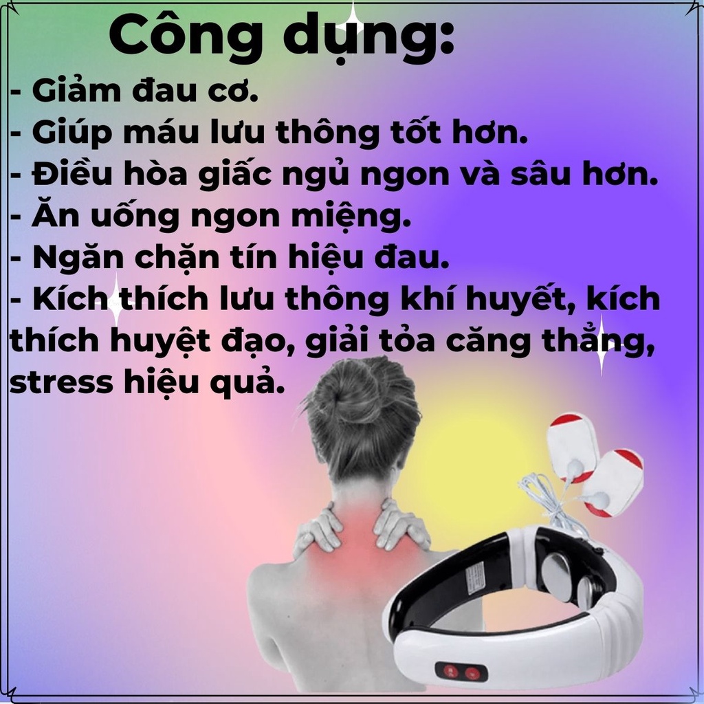 Máy Massage Cổ Vai Gáy 3D Thông Minh Sử Dụng Xung Điện Trị Liệu Kèm 2 Miếng Dán Giúp Giảm Đau Mỏi Mọi Vị Trí - BH 12T