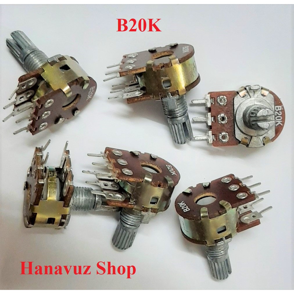 Biến trở kép B50K/ B20K, Triết áp đôi, chiết áp kép, chiết áp đôi, chiết áp kép B50K/ B20K