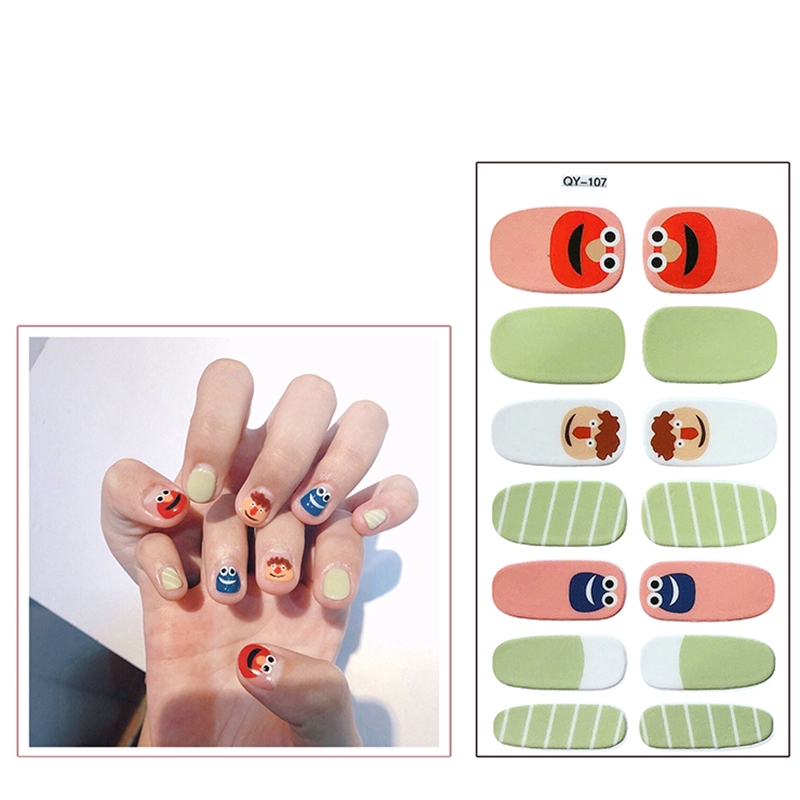 Tấm 14 miếng dán họa tiết nhiều màu sắc dùng để trang trí móng tay