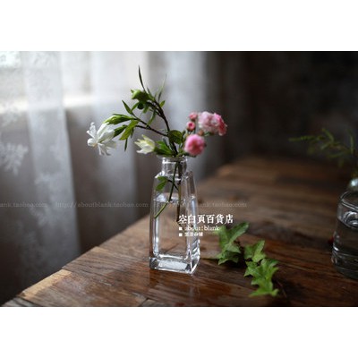 Minh bạch Vintage thủy tinh lọ hoa kiểu Nhật zakka cầm tay cắm hoa khô thủy canh hoa đồ dùng zakka