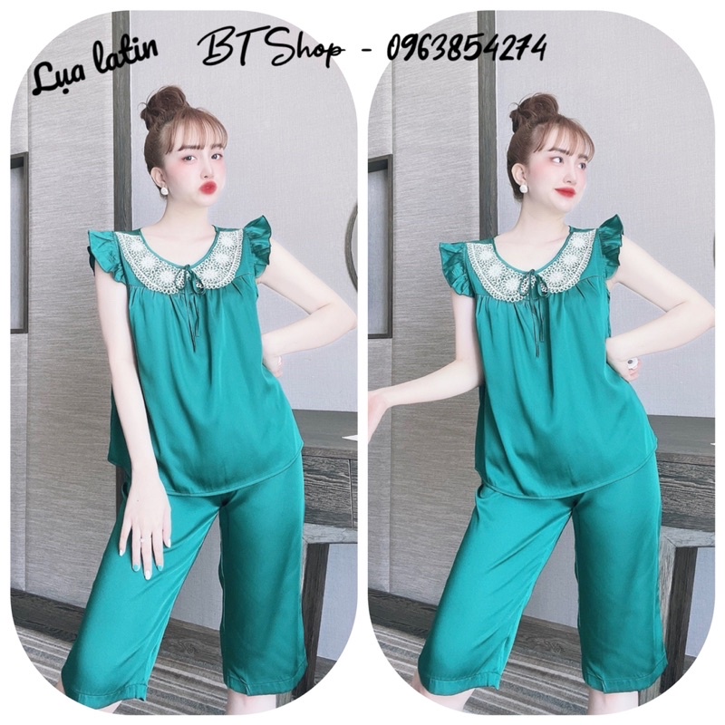 Đồ ngủ mặc nhà lụa latin cánh tiên trơn lửng freesize 42-57kg