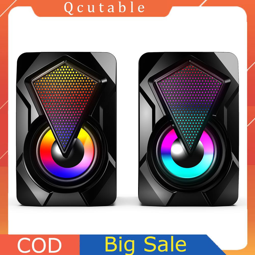 X2 Computer Speakers USB Powered 3Wx2 Bass Speakers with RGB Light for PC