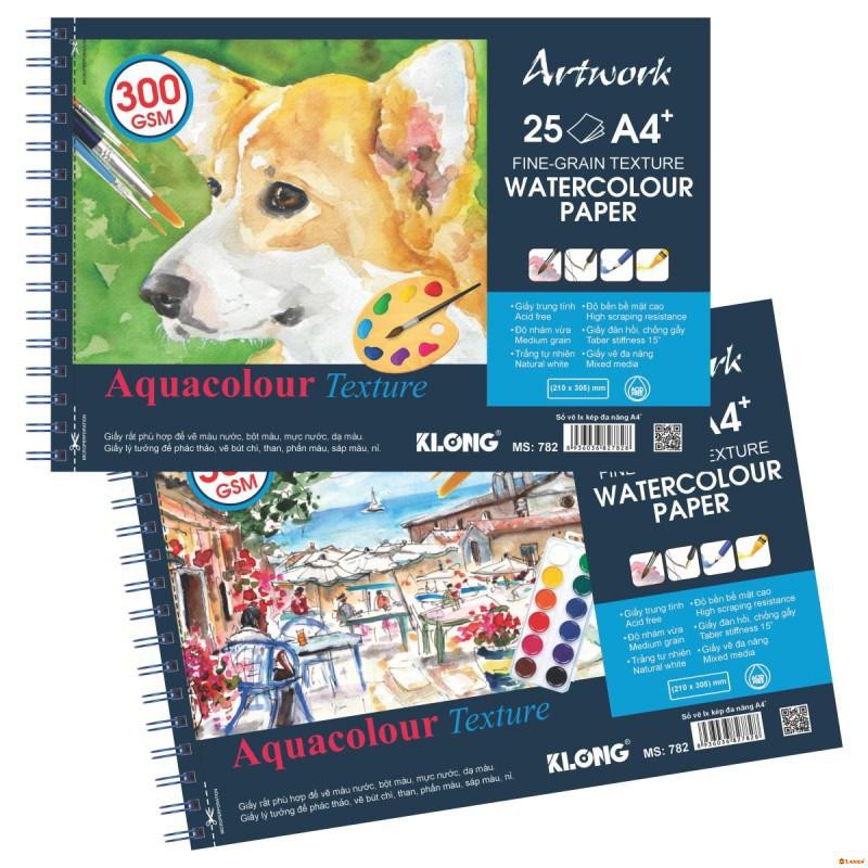 Sổ vẽ màu nước KLONG Artwork A4 - 300GSM - 25 tờ; MS: 782 [Sổ Klong]