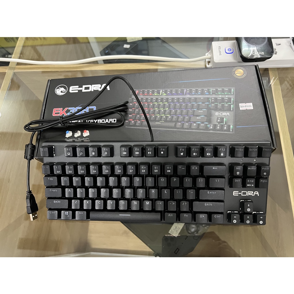 Phím cơ Edra EK3087 MÀU ĐEN, ĐÈN LED ĐỔI MÀU NHIỀU CHẾ ĐỘ, CHÍNH HÃNG BẢO HÀNH 12 THÁNG