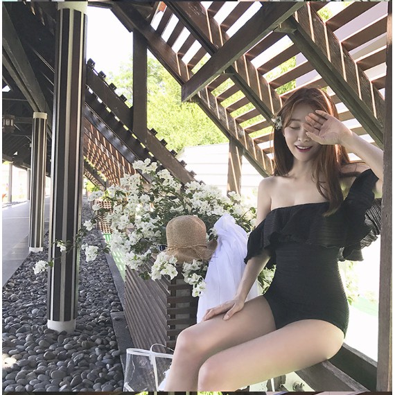 (Có sẵn) bikini liền thân trễ vai đen | BigBuy360 - bigbuy360.vn