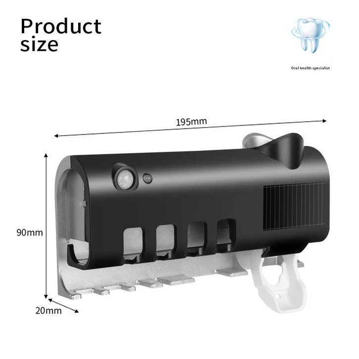 Máy tiệt trùng bàn chải đánh răng bằng tia UV thông minh Giá đựng bàn chải đánh răng treo tường không có lỗ đục