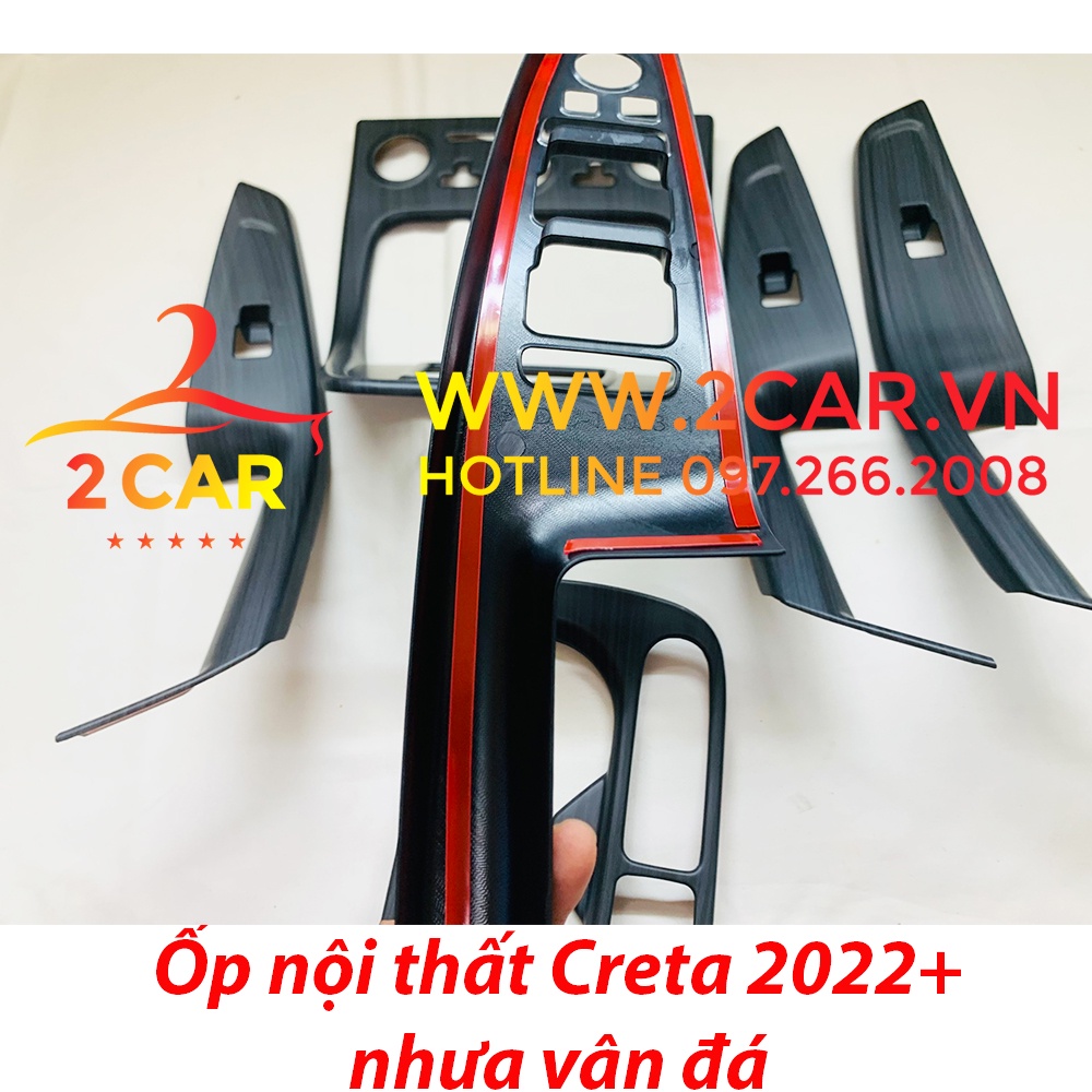 Ốp nội thất xe Huyndai Creta 2022, 2023 Hàng nhựa vân Đá cao cấp