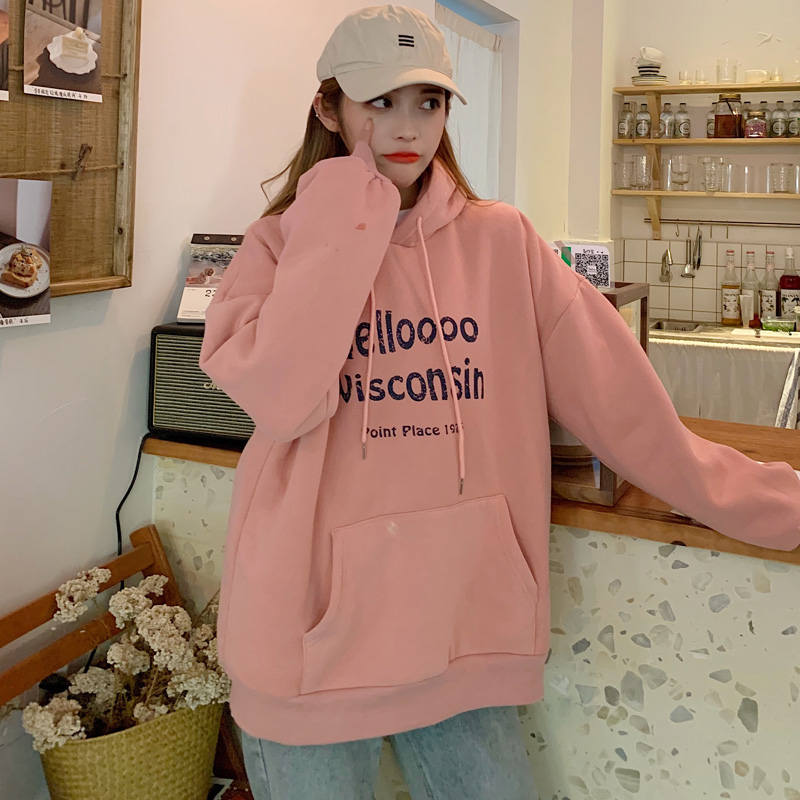 Áo Hoodie Dài Tay In Hoạ Tiết Chữ Kiểu Ulzzang Hàn Quốc Dành Cho Nữ | BigBuy360 - bigbuy360.vn