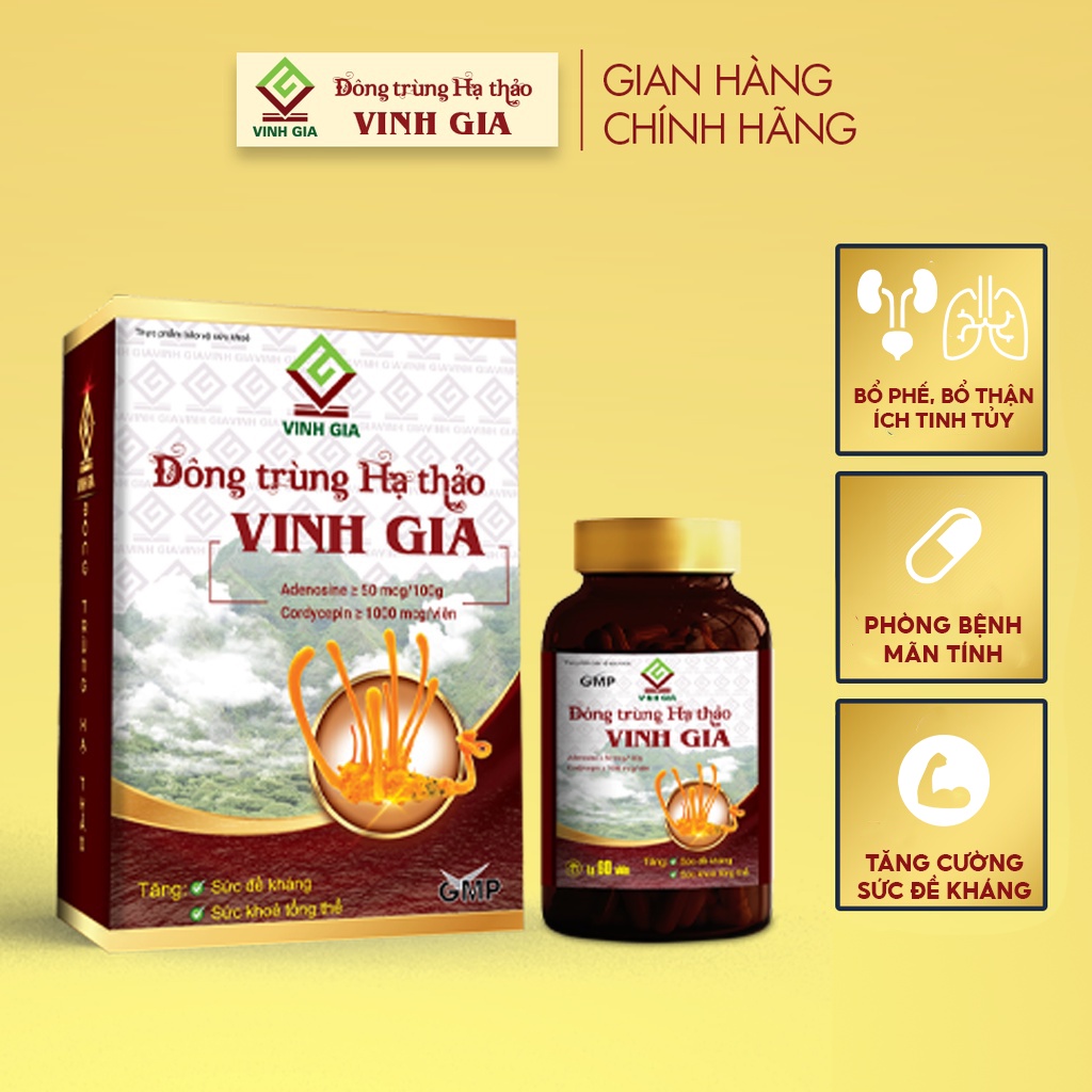 [MUA 2 TẶNG 1] Combo 3 Hộp Viên Nang Đông Trùng Hạ Thảo Vinh Gia Giúp Tăng Cường Sức Đề Kháng Cho Mọi Lứa Tuổi - Hộp 60V