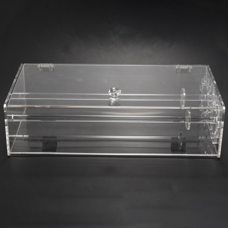 Acrylic 24 móc Xoay vòng cổ Hiển thị đứng Mặt dây chuyền Hiển thị Người tổ chức Hộp trưng bày đồ trang sức chống bụi