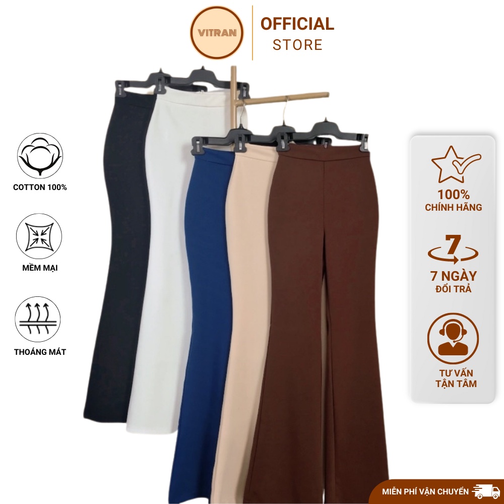 👒 quần ống loe lưng cao nhiều màu, chất thun dày
