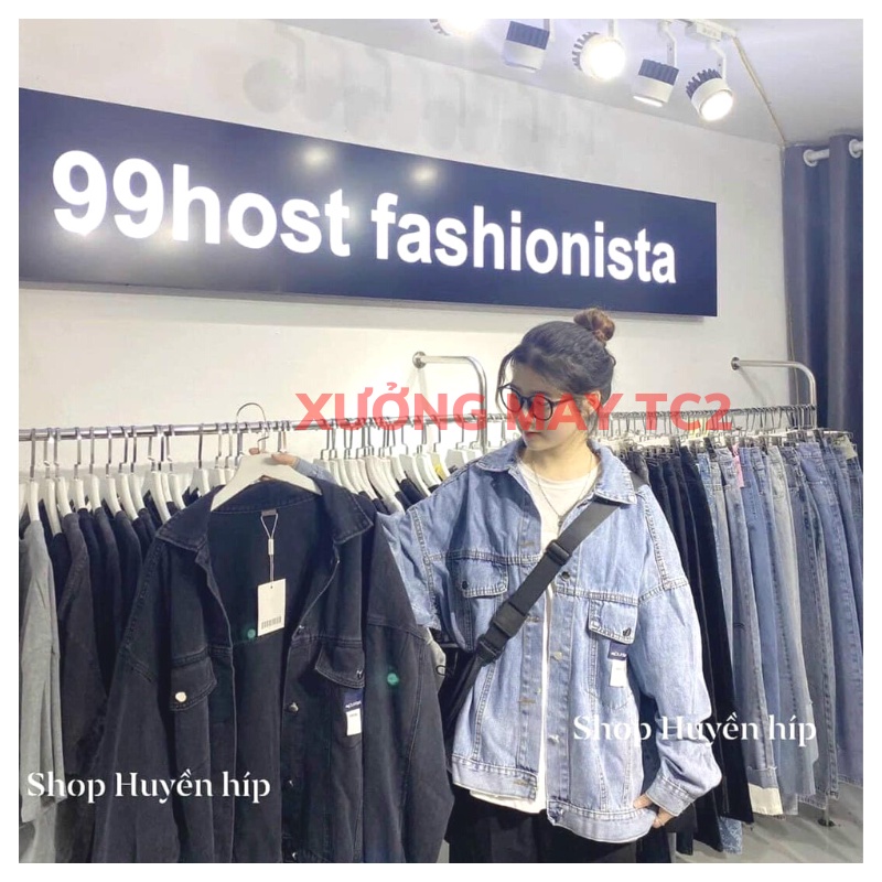 Áo khoác jeans túi nắp form rộng OVERSIZE- áo bò nữ khoác ngoài dày dặn phong cách ulzzang hàn quốc