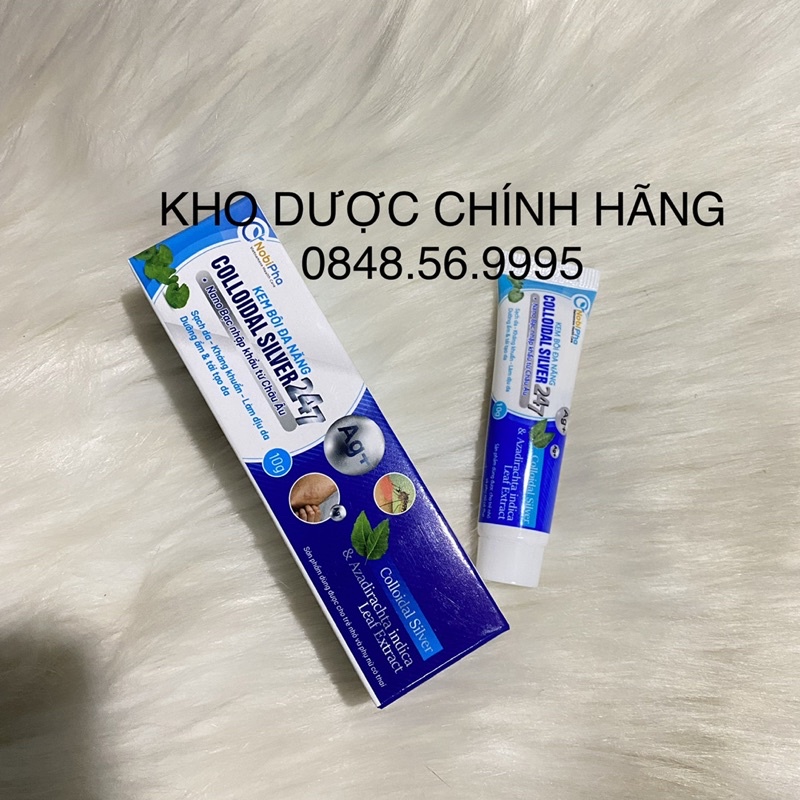 Kem bôi giảm ngứa, rôm sảy, viêm da Colloidal silver 247 tuýp 10g - Kháng khuẩn dùng được cho phụ nữ có thai và trẻ nhỏ