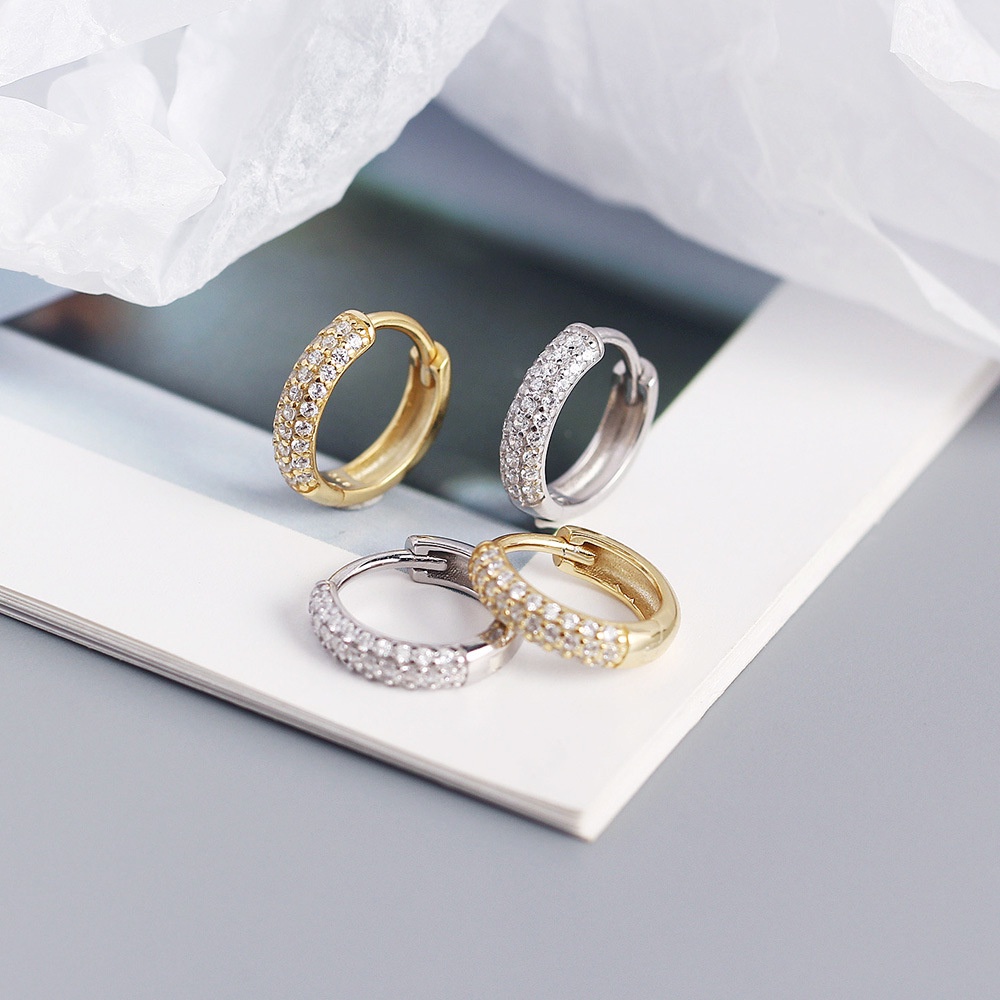 Bông Tai Mạ Bạc 925 Đính Đá Zircon Thời Trang Cho Nam Nữ