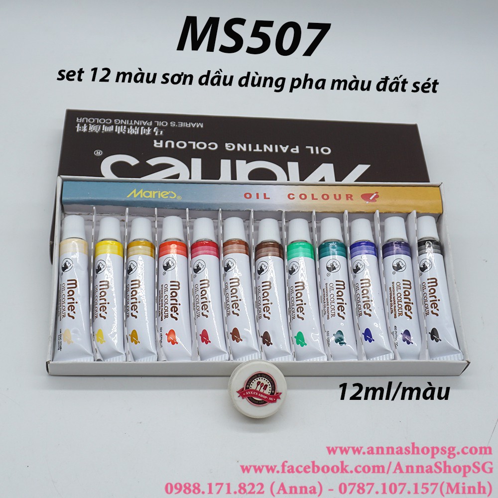 MS507 SET 12 MÀU SƠN DẦU DÙNG PHA MÀU ĐẤT SÉT