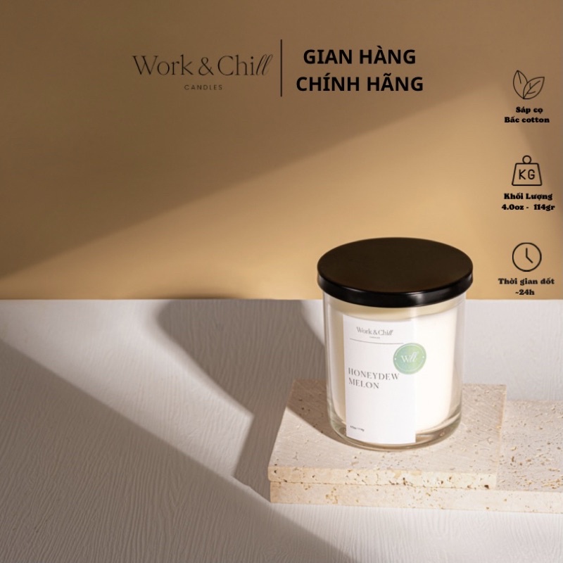 Nến thơm cao cấp Honeydew Melon thương hiệu Work & Chill 4.0oz