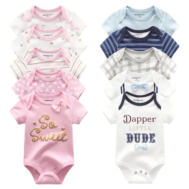 Set 5 Áo Bodysuit Ngắn Tay Dành Cho Bé Từ 0-24 Tháng mẫu ngẫu nhiên