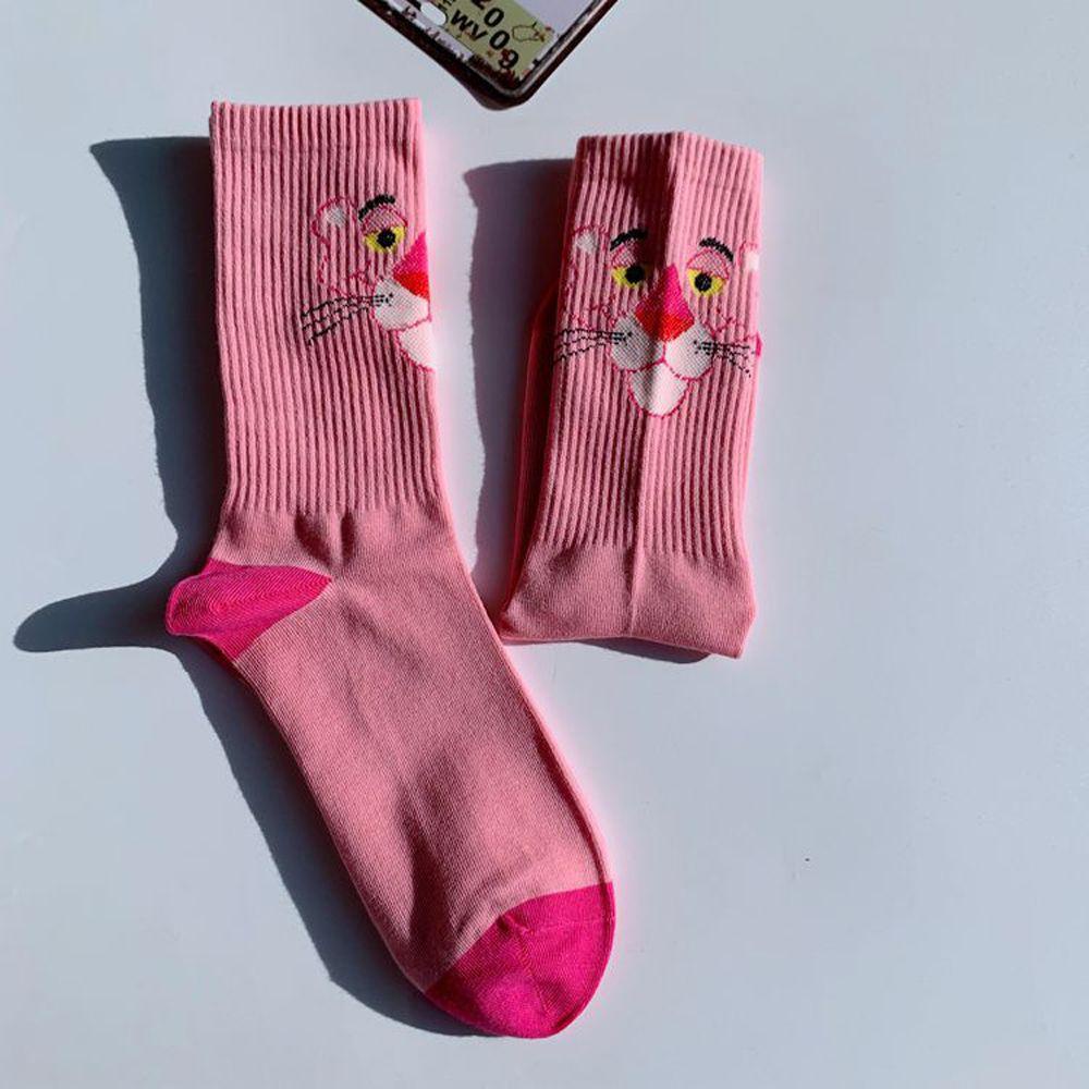 Vớ Cotton Cổ Vừa In Họa Tiết Hoạt Hình Pink Panther Thời Trang Dùng Làm Quà Tặng Giáng Sinh