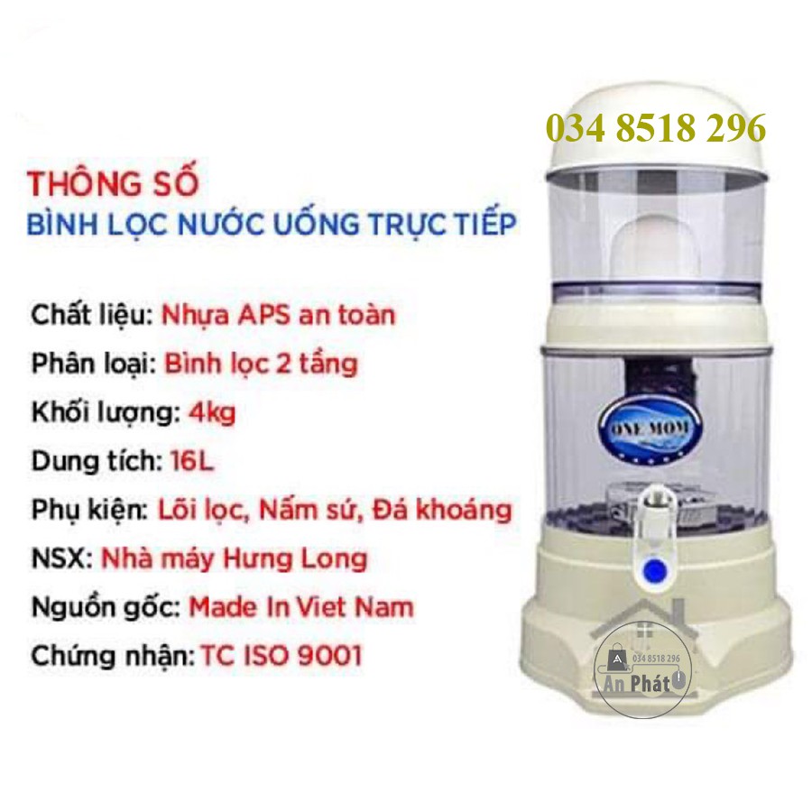 Bình Lọc Nước Uống Trực Tiếp Hưng Long One Mom 16L 💟 Bình lọc nước gia đình để bàn