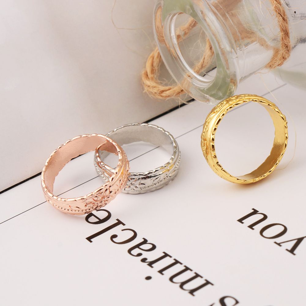 Nhẫn cưới chạm khắc hình hoa nhiều màu sang trọng cho nữ MIHAN1 Size 5-11 14k