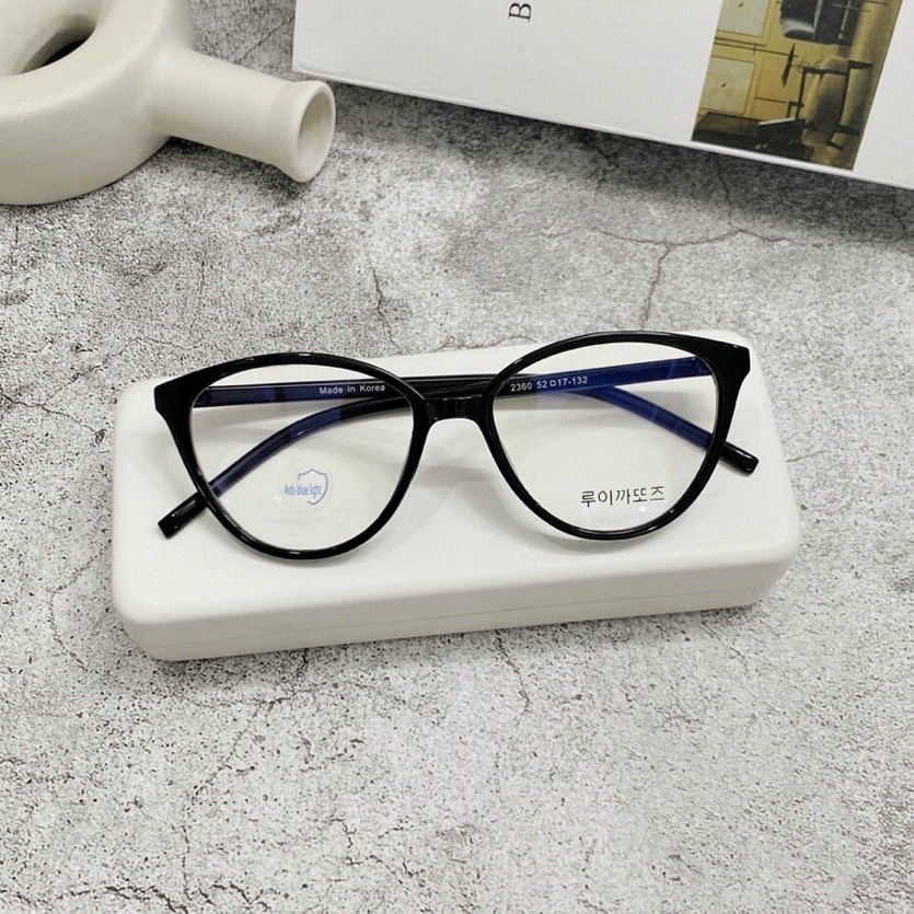 Mắt kính giả cận thời trang cao cấp JJ2360 gọng nhựa, kiểu kính hình mắt mèo nhiều màu siêu xinh dành cho phái nữ