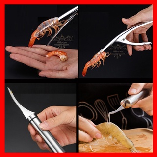 Kẹp Tôm, Dao Cắt Thịt Rau Củ Quả, Dụng Cụ Lấy Chỉ Tách Vỏ Tôm Siêu Nhanh Inox