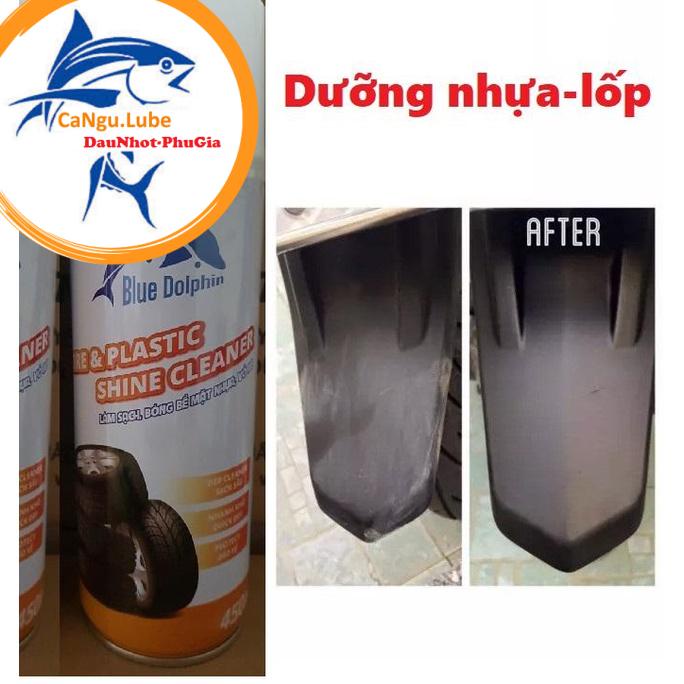 Chai xịt dưỡng nhựa nhám xe máy xe ô tô giúp phục hồi nhưa lại màu nguyên bản chai 450ml và có thể xịt làm bóng lốp xe