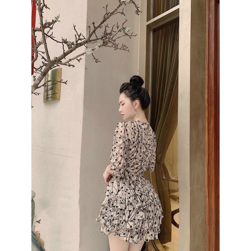 Đầm Váy Nữ Tay Lỡ Cổ Tròn, Xếp Tầng Công Chúa Thời Trang Dự Tiệc Trẻ Trung Sang Trọng