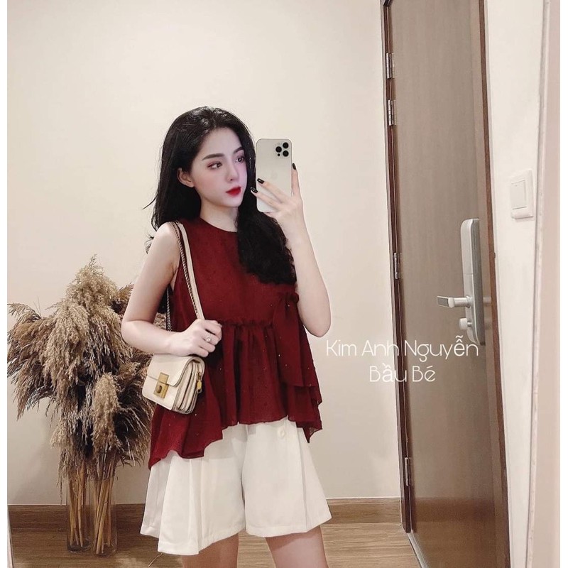 [Mã WASTCOOL giảm 15% tối đa 50K đơn 99K] BNU60 - SET ÁO ĐỎ BÈO TẦNG SÁT NÁCH + SOC TRẮNG NỮ | BigBuy360 - bigbuy360.vn