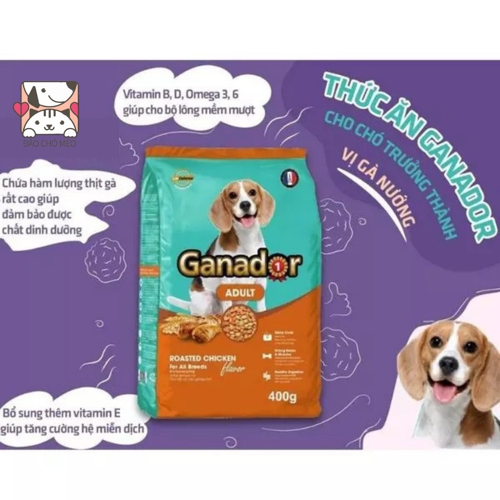 [Mã PET50 giảm 10% - tối đa 50K đơn 250K] Thức ăn cho chó Gói 400gr Thức ăn cho chó Ganador - FIB's - adult - puppy