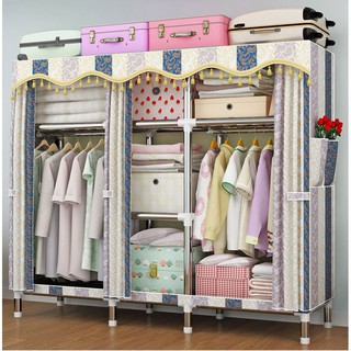 Tủ vải khung gỗ 3,4 ngăn có lót vải cỡ lớn loại 1 đựng quần áo