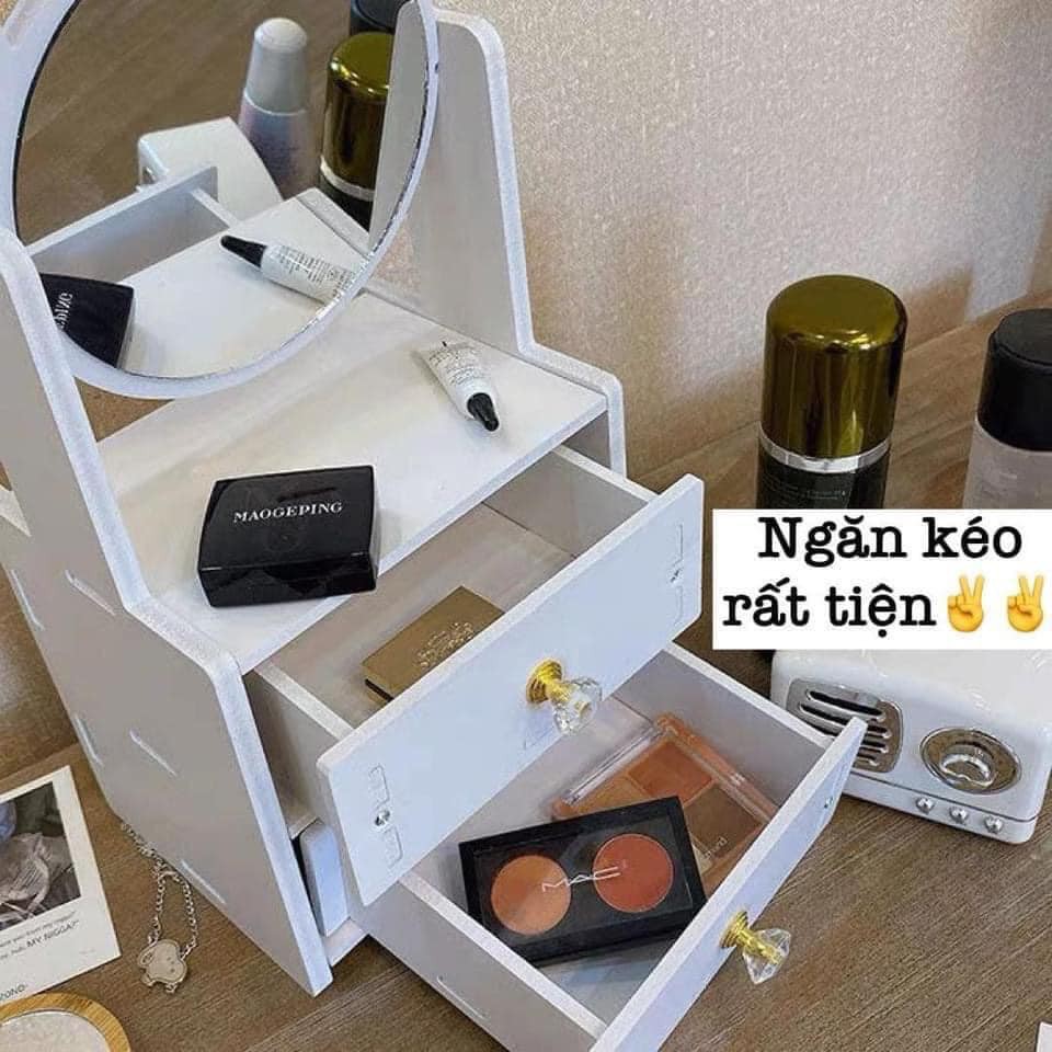 KỆ ĐỒ TRANG ĐIỂM MINI KÈM GƯƠNG TAI MÈO TỰ LẮP RÁP