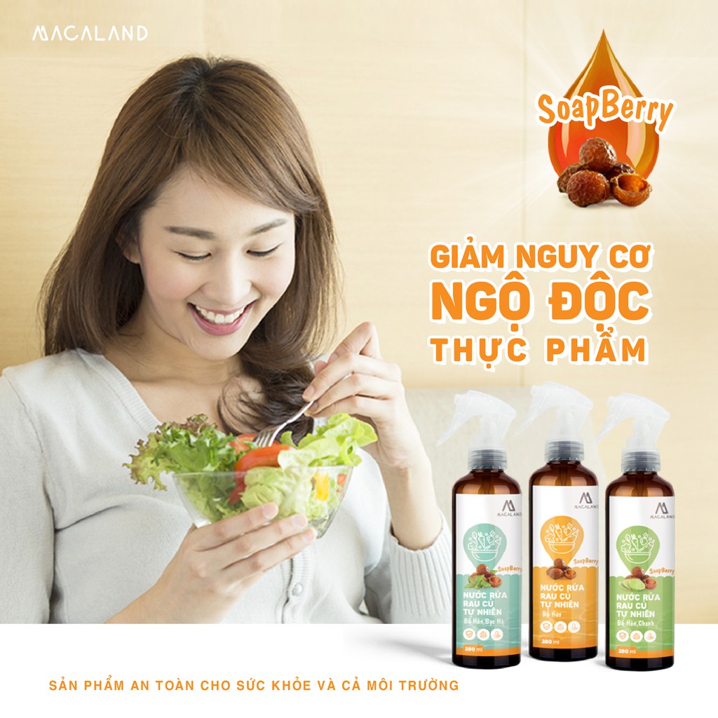 Nước rửa rau củ quả chiết xuất Bồ Hòn và tinh dầu Chanh 280ml JULYHOUSE loại bỏ chất độc hại và chất bẩn