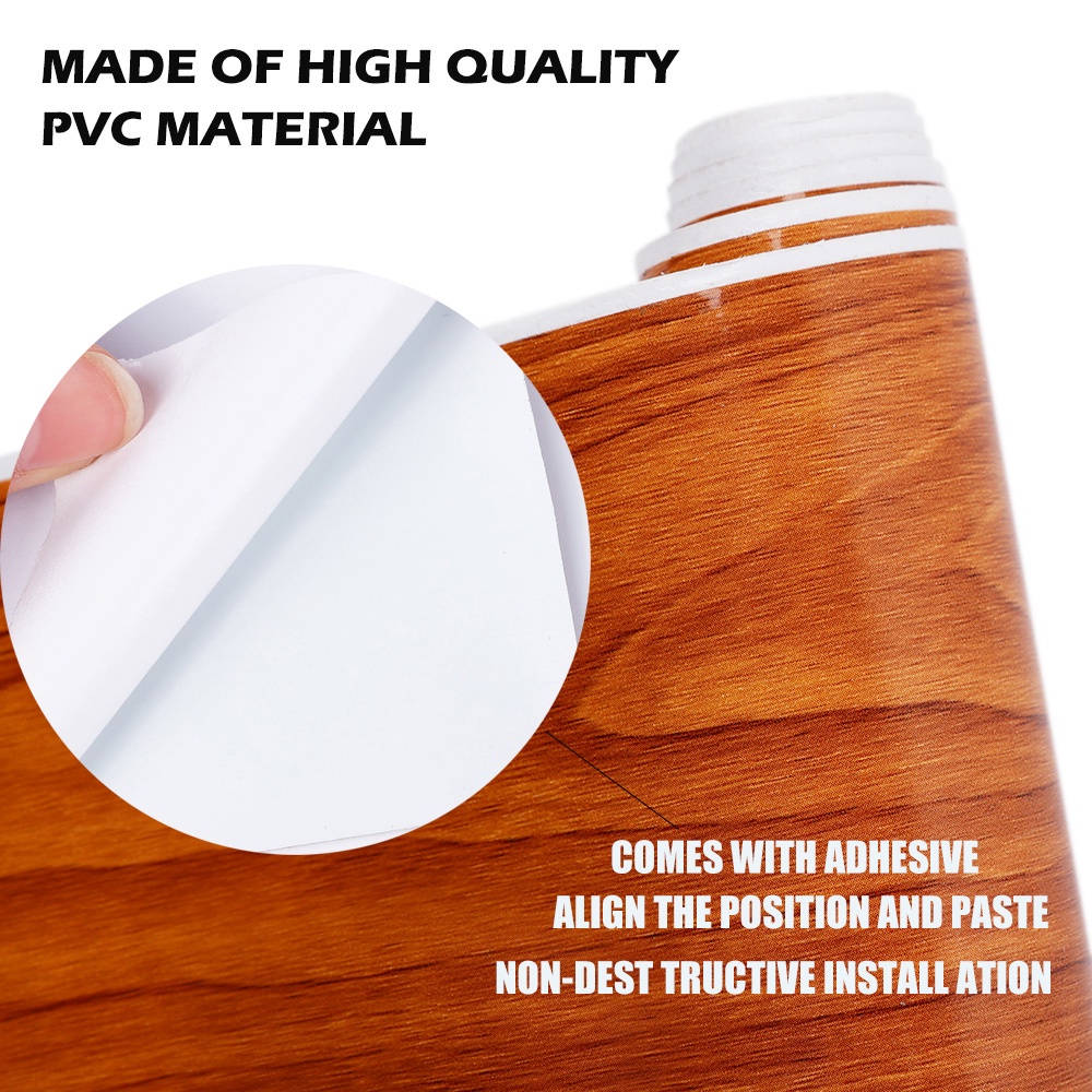 Nhãn Dán Trang Trí Xe Hơi Họa Tiết Vân Gỗ Tự Dính Chống Thấm Nước 10 * 100cm