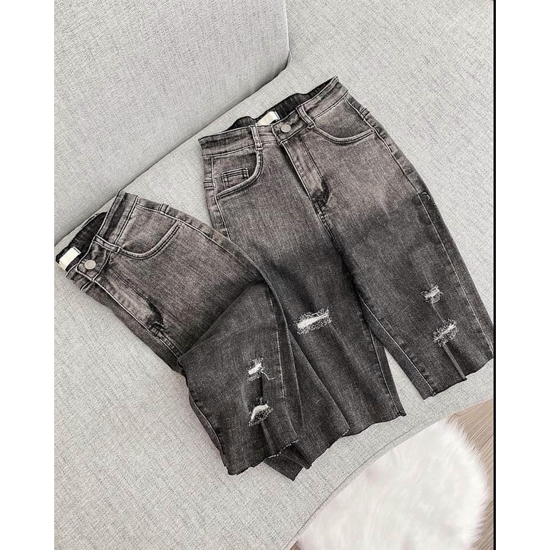 [ HÌNH THẬT ] QUẦN NGỐ SKINNY JEAN GIÃN LỬNG NỮ LƯNG CAO LOANG MÀU XÁM RÁCH 3 CHỖ LAI TUA CO GIÃN THOẢI MÁI CAO CẤP NITI