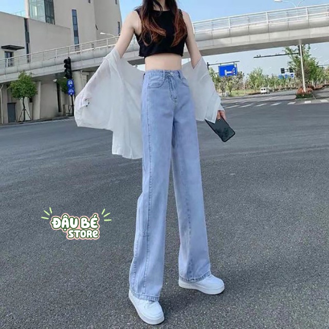 Quần Jeans Ống Suông Đứng Cạp Cao Ulzzang Cao Cấp - Quần Bò Ống Rộng Lưng Cao Thời Trang - Daube - Q030