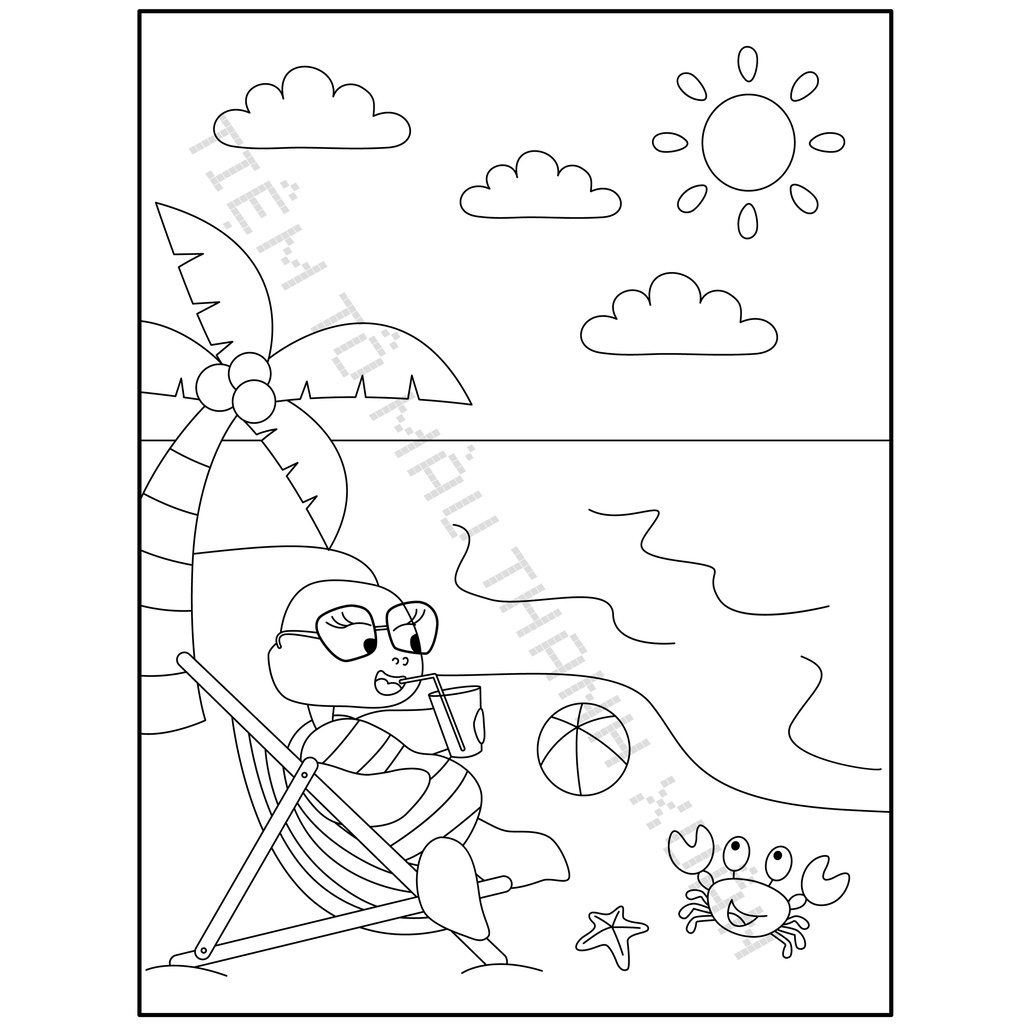 Set 10 Tờ Tranh Tô Màu Hình Rùa Con Cho Bé Tô Màu Sáp, Màu Chì - Tiệm Tô Màu Thanh Xuân