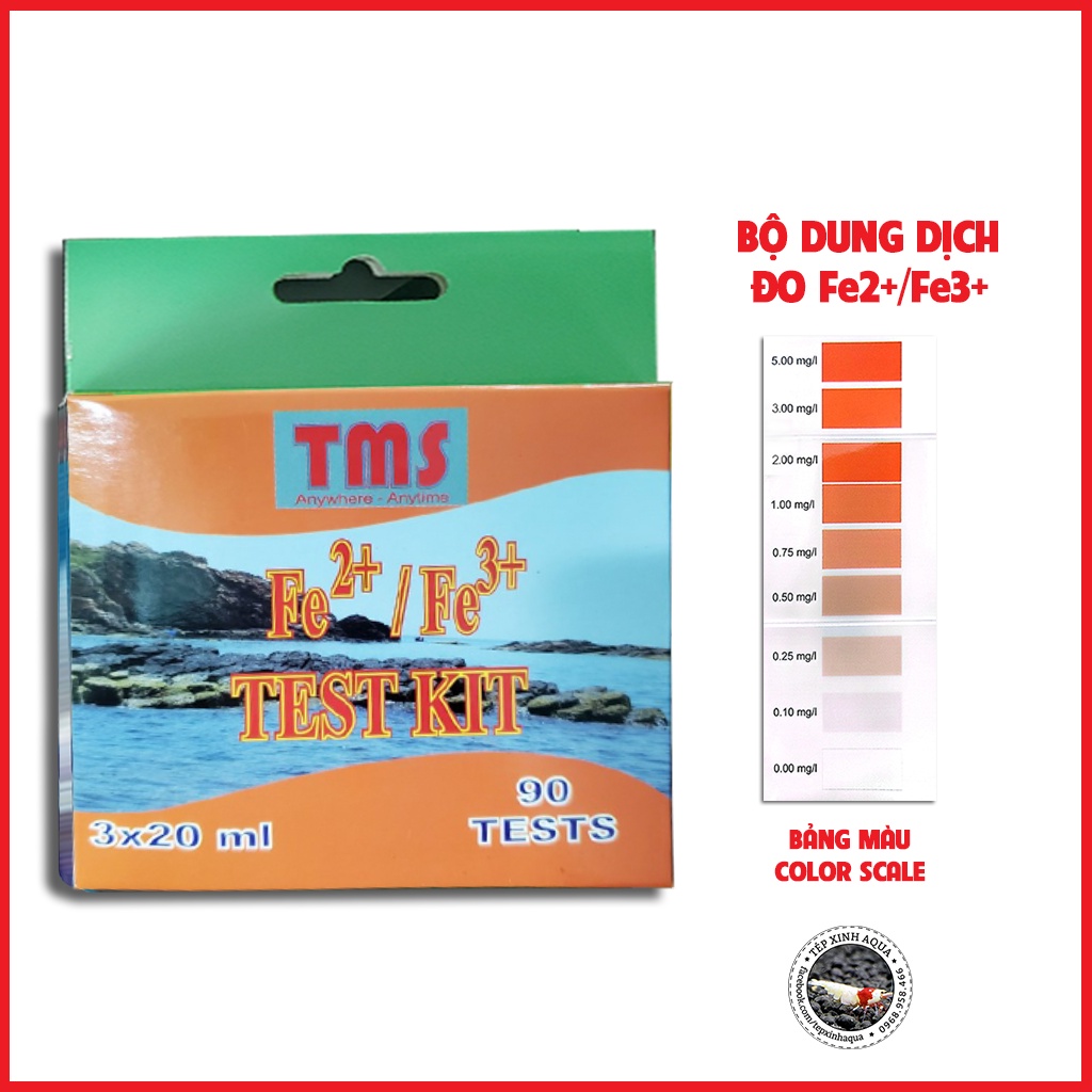 Bộ kiểm tra nước - test nước đo Fe - Kit đo  - Kit test Sắt (phèn) - test hàm lượng  TMS [Tép Xinh Aqua]