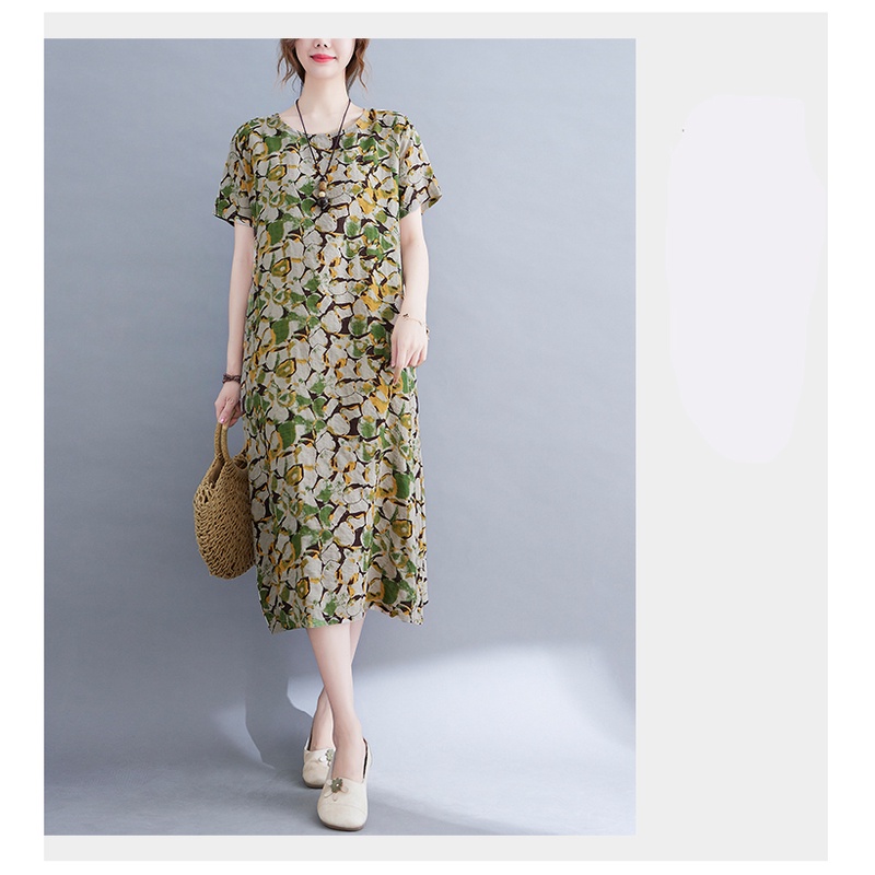 Đầm Suông In Họa Tiết Tay Lỡ Mùa Hè Cho Nữ ĐầM Maxi Dài Dáng Rộng Thường Ngày DA182