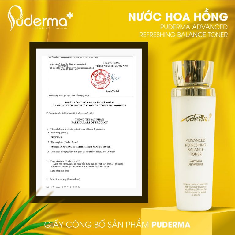 Nước hoa hồng Puderma Advanced Refreshing Balance Toner, nước cân bằng dành cho mọi loại da loại 130