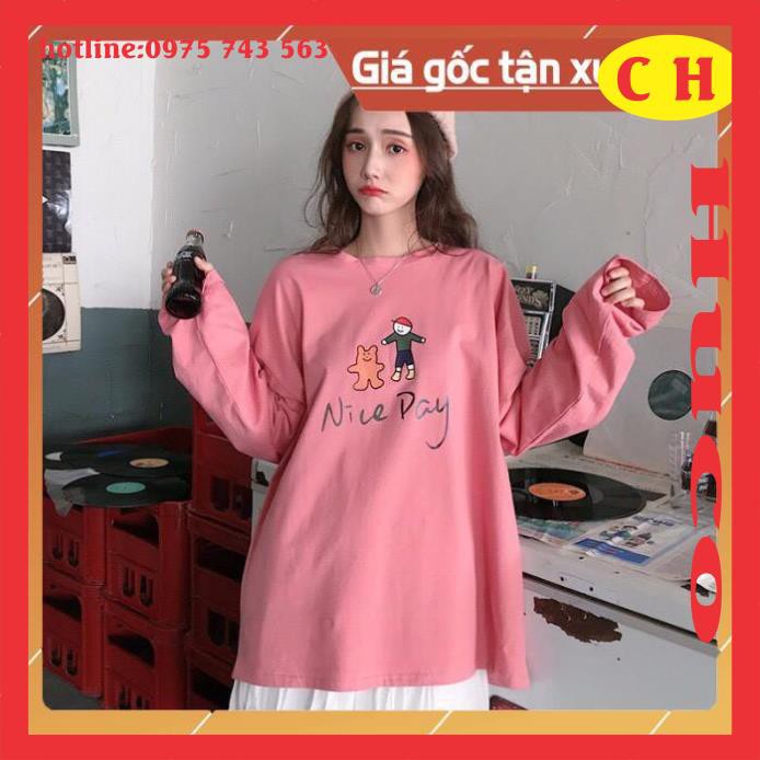 Áo thun tay dài form rộng unisex Nice Day nam nữ ulzzang áo nam nữ unisex freesize ulzzang giá rẻ