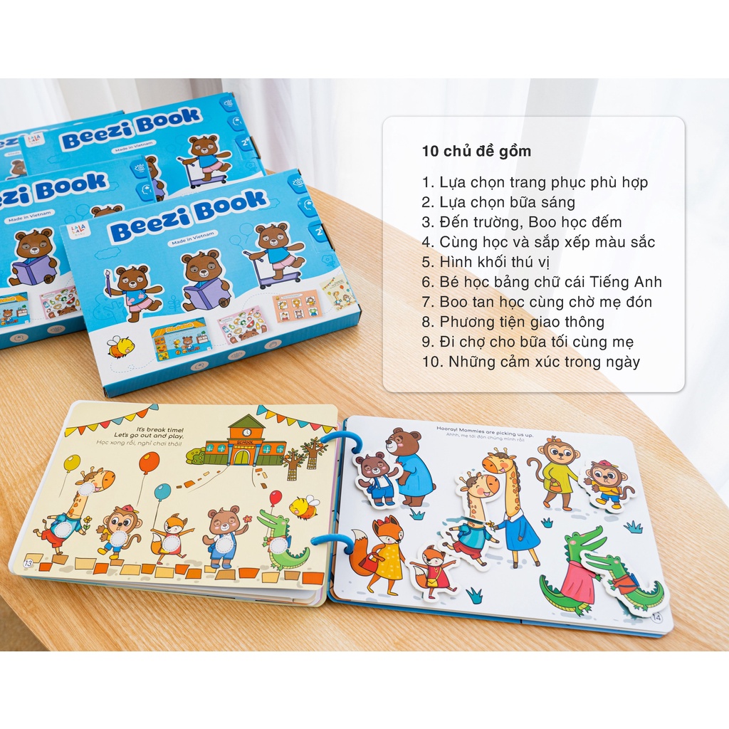 Sách - Học liệu bóc dán Busy Book song ngữ Anh Việt Lalala Baby