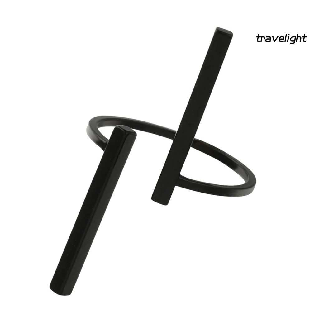 Nhẫn Mở Hai Thanh Hình Học Có Thể Điều Chỉnh Thời Trang Cho Nam Nữ