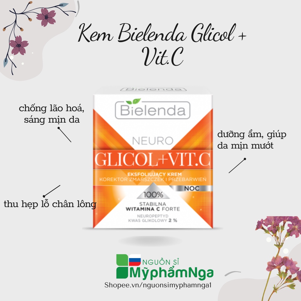 Kem Bielenda Glicol + Vit.C trẻ hoá, sáng mịn, cải thiện làn da - Kem Bielenda Vit C