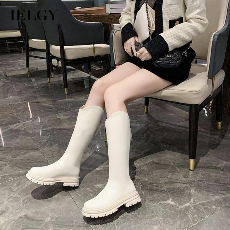 IELGY Giày Bốt Hiệp Sĩ Đế Dày Có Khóa Kéo Sau Lưng Cho Nữ