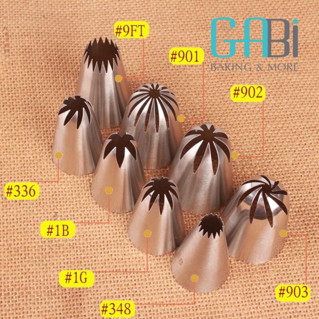 Set 8 đui bắt kem inox trang trí bánh